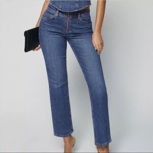NEW REFORMATION Julianna Zip MidRise Straight Jeans Exposed Zip Mesa Stretch 26
